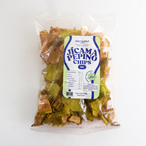 Mix Jicama Pepino Salsas Negras chips