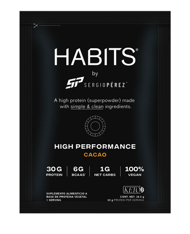 Habits: Proteína High Performance Caja Sachets sabor cacao